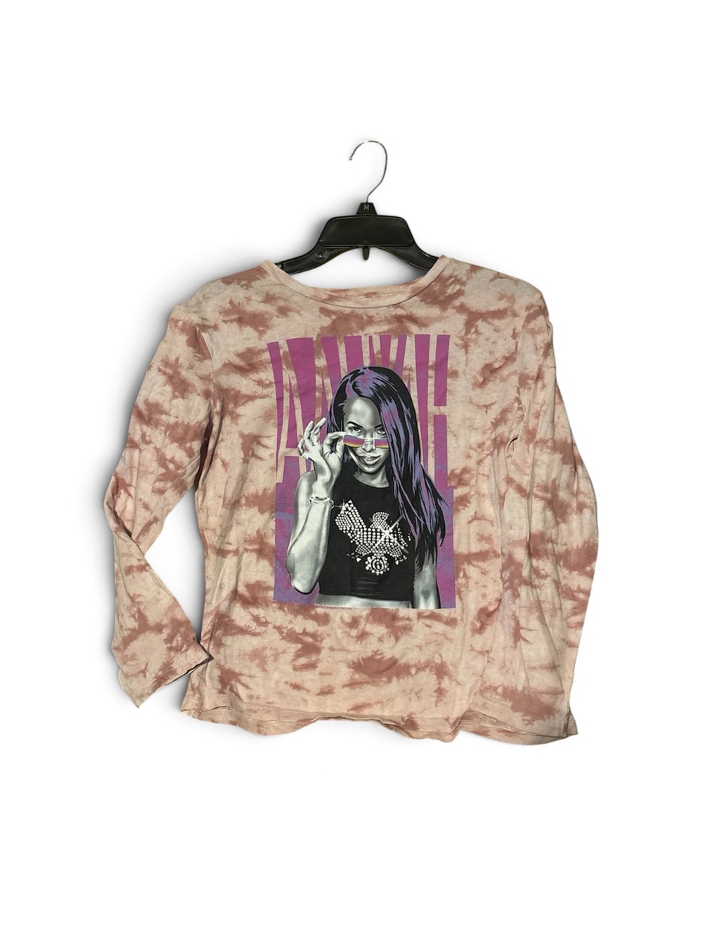 Old Navy Pink Tie-Dye Long Sleeve Aaliyah Graphic Tee size 14/16
